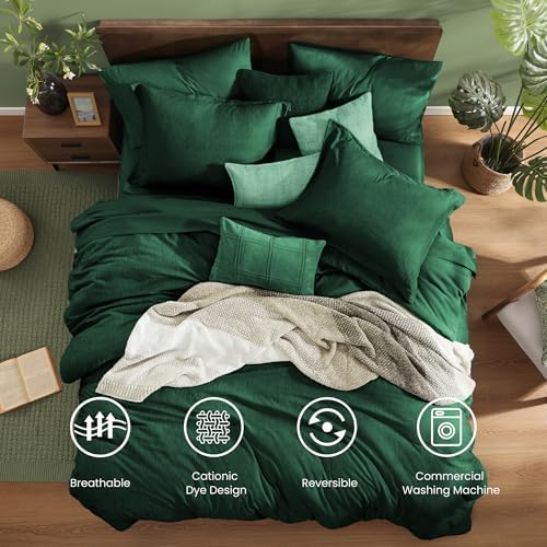 Monbix King Size Comforter Set 7 Pieces Emerald Green Bed in a Bag - Image 2