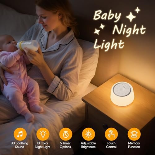 White Noise Machine with Night Light, 30 Soothing Sounds Portable Sound Machine - Image 2