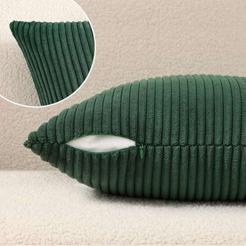 Mecatny Soft Corduroy Throw Pillow Covers 20x20 Set of 2 Christmas Green - Image 6