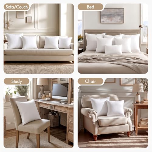 Ridhi White Throw Pillow Inserts, 20x20 Inch, Down Alternative - Image 5