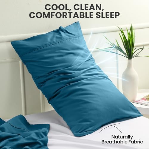 Pillow Covers Queen Set of 4, Soft and Comfy Pillow Cases, Denim Blue - Image 5