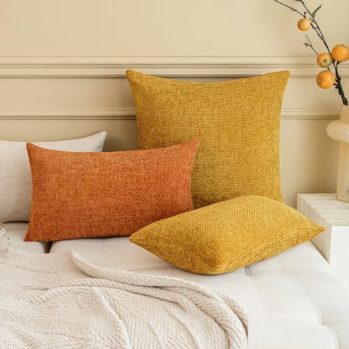 a moment Fall Orange Chenille Throw Pillow Covers 20x20 Inch Pack of 2 Modern - Image 5