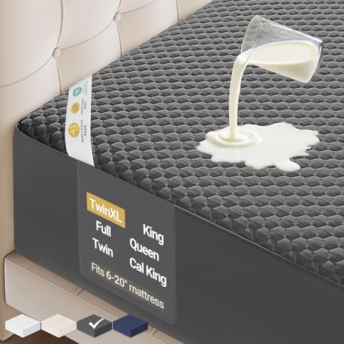 OhGeni 100% Waterproof Mattress Protector, Twin XL Gray Bamboo Viscose Top by OhGeni