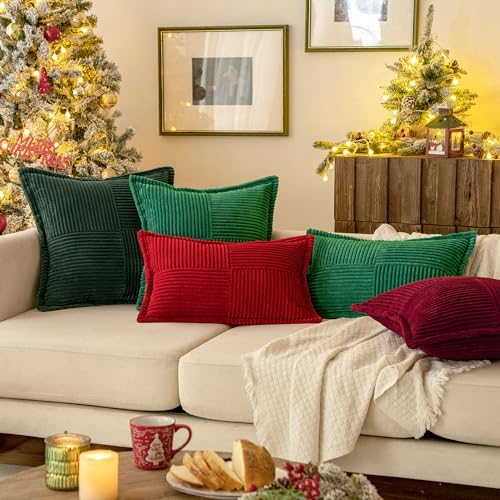 MIULEE Decorative Lumbar Throw Pillow Covers 12x20 Inch Dark Green 2 Pack - Image 6