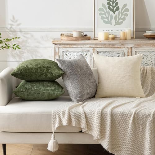 MIULEE Decorative Couch Throw Pillow Covers 18x18 Inch Olive 2 Pack - Image 3