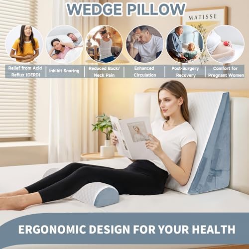 Bed Wedge Pillow for Sleeping, Acid Reflux, Legs Pain Relief - Image 5