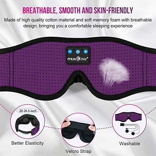 MUSICOZY 3D Sleep Headphones Bluetooth 5.4 Breathable Sleep Eye Mask - Image 3