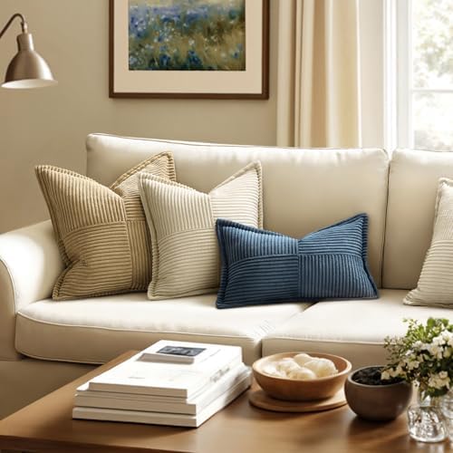 MIULEE Decorative Lumbar Throw Pillow Covers 14x22 Inch Blue 2 Pack - Image 2