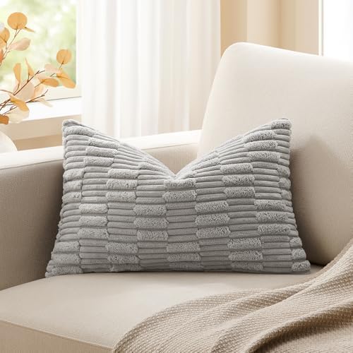 Kevin Textile 12x24 Inch Lumbar Pillow Cover 1 Pack Soft Plush Stripe by KevinTextile