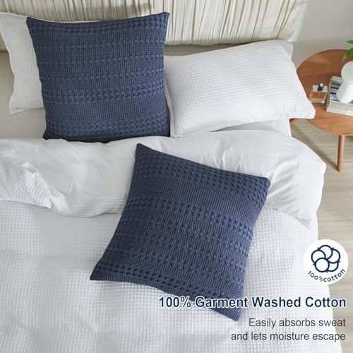 PHF Cotton Waffle Weave Euro Sham Covers 26" x 26", No Insert - Image 3