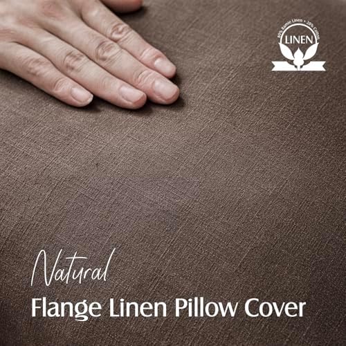 Foindtower Linen Solid Decorative Throw Pillow Covers 26x26 Reddish Brown - Image 2