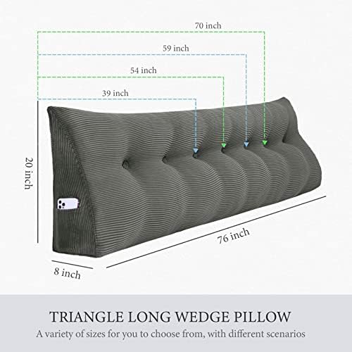 Headboard Pillow Twin XL Dorm Bedrest Reading Pillow, Dark Gray - Image 4
