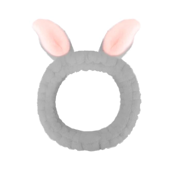 Cute Gray Rabbit Ears Headband Frog Eye Elastic to Wash Face by Jowmoy