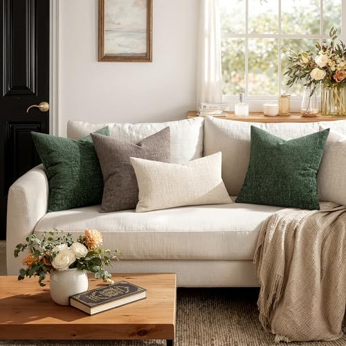 MIULEE Fall Couch Pillow Covers Textured Chenille 20x20 Taupe - Image 6