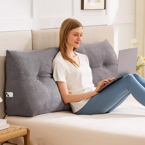 IASEAHK Headboard Pillow Twin, Wedge Pillow Headboard, Dark Grey by IASEAHK