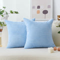 Home Brilliant Blue Throw Pillow Covers Striped Velvet Couch Pillow Cushion by HomeBrilliant