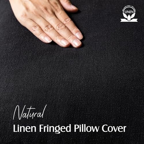 Foindtower Decorative Linen Fringe Throw Pillow Covers 24×24 Inch - Image 2
