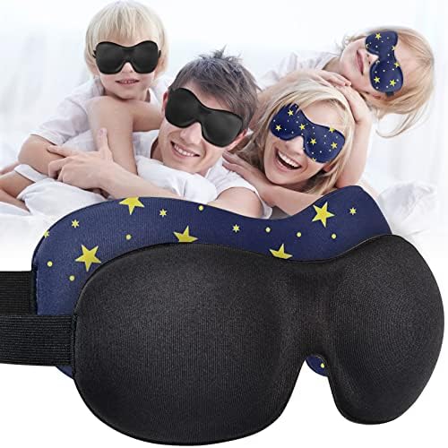 Cute Eye Mask Sleep Mask for Men Women Kids, 2 Pack 3D Contoured Cup Sleeping by AMAZKER
