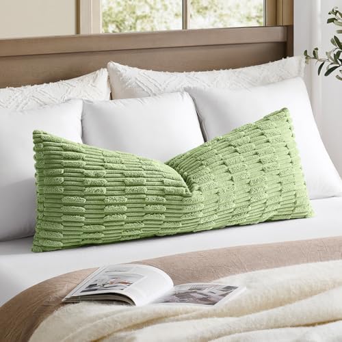 Kevin Textile 20x54 Inch Long Body Lumbar Pillow Cover 1 Pack Soft Plush Stripe by KevinTextile
