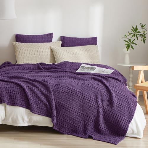 PHF 100% Cotton Waffle Weave Euro Sham Covers, 2 Pack 26" x 26" Bed Pillow - Image 6