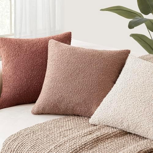 Foindtower Decorative Textured Boucle Throw Pillow Covers 26x26 Orange Red - Image 6