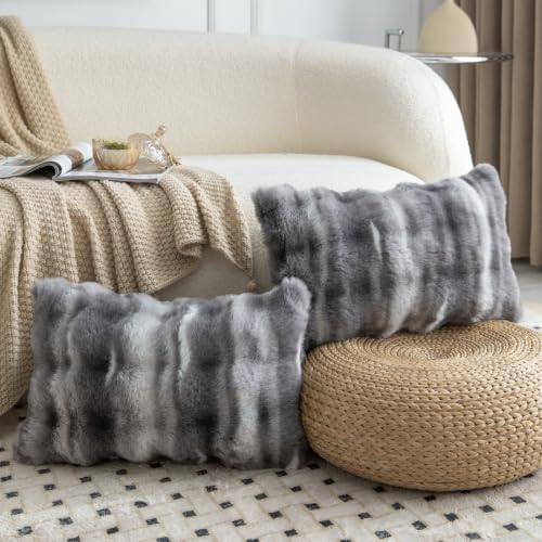 MADIZZ Pack of 2 Thick Plush Faux Wool Throw Pillow Covers Soft Boho Throw - Image 2
