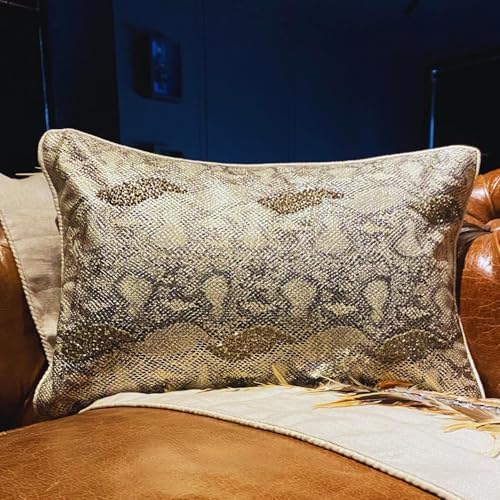 The HomeCentric Decorative Gold 12"x20" Oblong Sofa Pillow Case, Faux Leather - Image 4