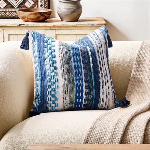 Kevin Textile Boho Tufted 18x18 Inch Pillow Cover 1 Pack by KevinTextile