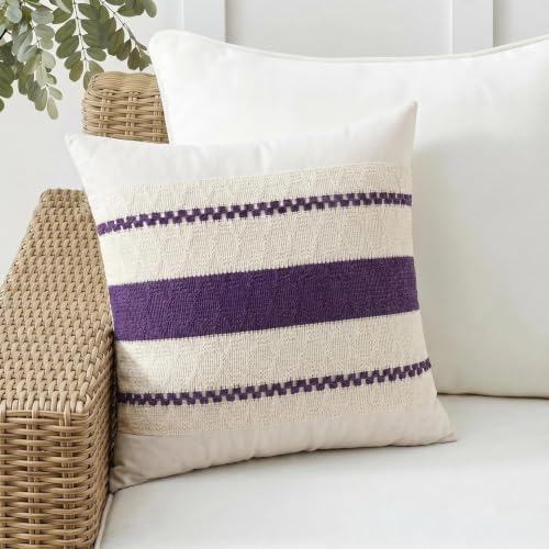 Fancy Homi Set of 2 Boho Purple Decorative Throw Pillow Cover 18x18 Inch - Image 7