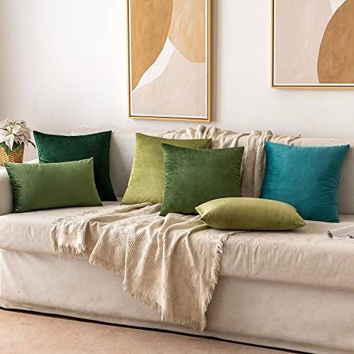 MIULEE 12x20 Inch Lumbar Velvet Throw Pillow Covers Moss Green - Image 5