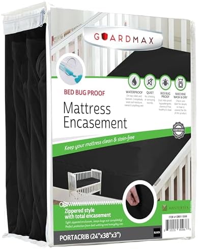 Guardmax Portacrib Mattress Protector Zippered, Bed Bug Mattress Cover by Guardmax