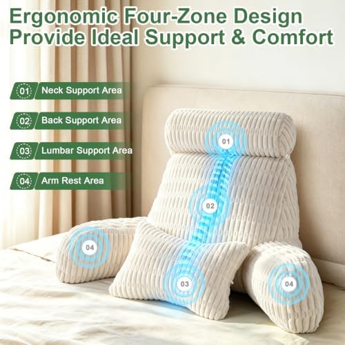 Reading Pillow for Bed, Upright Bed Pillow for Sitting Up - Image 6