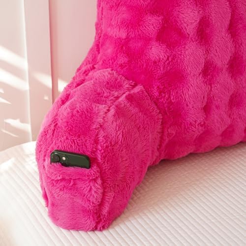 Faux Fur Reading Pillow for Sitting in Bed, Large Backrest Bed Pillow - Image 6
