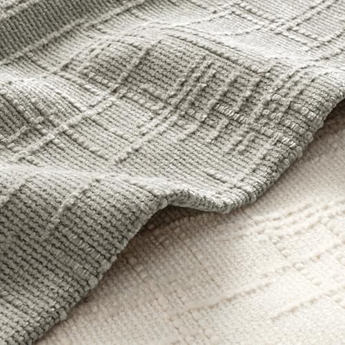 MIULEE Chenille Textured Throw Pillow Covers Light Grey 18x18 Set of 2 - Image 2