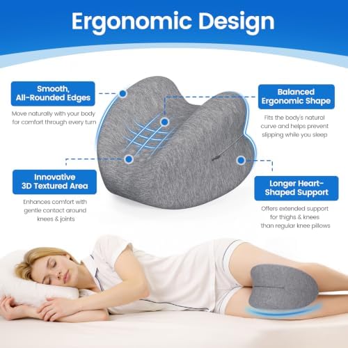 Knee Pillow for Side Sleepers, Memory Foam Leg Pillow - Image 3