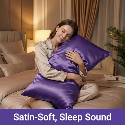 2 Pack Satin Pillowcases Purple Standard Size 20x26 Inch - Image 7