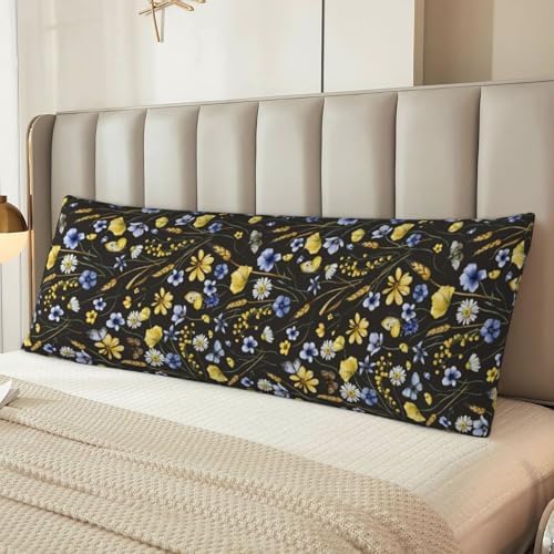 Wildflowers Butterfliese Body Pillowcase, Long Pillow Cover 20"x54" Soft - Image 6