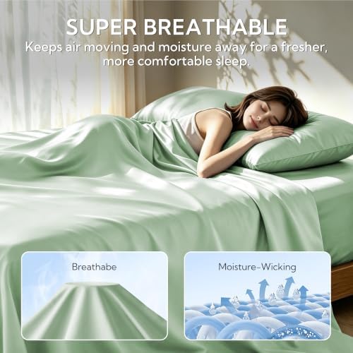 MR&HM King Pillowcase Set of 2, Cooling & Breathable, Sage Green - Image 3