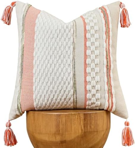 AmHoo Chenille Striped Textured Boho Throw Pillow Covers Aesthetic by AmHootextile