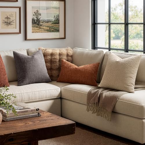 MIULEE Textured Chenille Throw Pillow Covers 20x20 Inch Charcoal Gray - Image 5