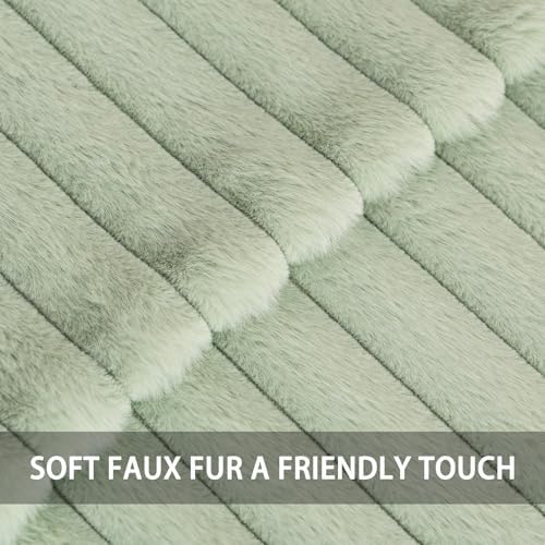Pack of 2 Faux Fur Christmas Throw Pillow Covers 24x24 Inch, Sage Green - Image 2