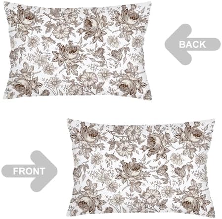 Brown and White Porcelain Floral Throw Pillow Cases Queen Size Set of 2 - Image 5