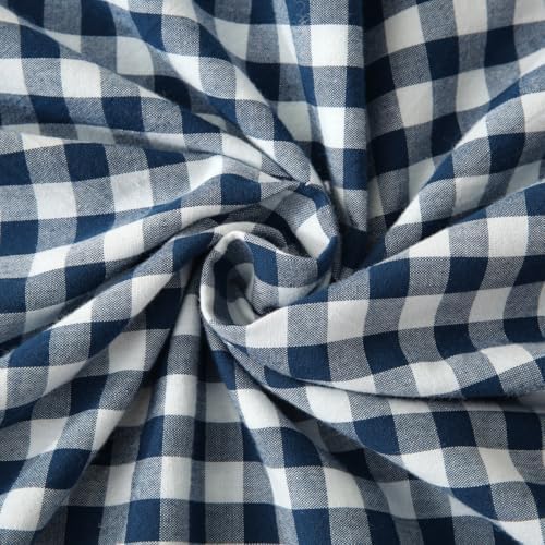 Silnuo Navy Blue/White Gingham Plaid Ruffled Body Pillow Cover 20"x54" - Image 6