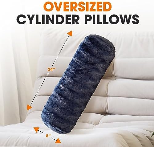 Cheer Collection Faux Fur Bolster Pillows – Soft Decorative Cylinder Pillows - Image 2