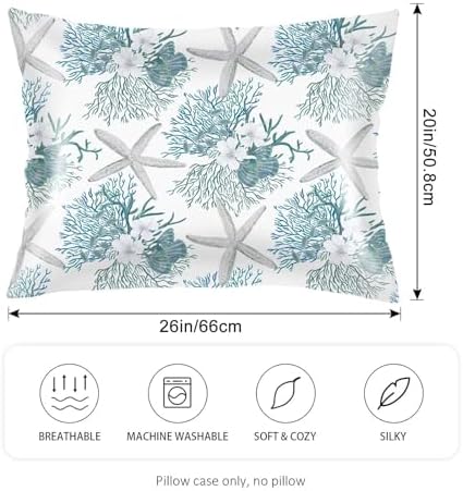 Satin Pillowcase for Hair and Skin, Coastal Throw Pillow Cover 20"x26" Silk - Image 2