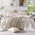 Monbix Queen Size Comforter Set 7 Pieces Oatmeal Beige Bed in a Bag by Monbix