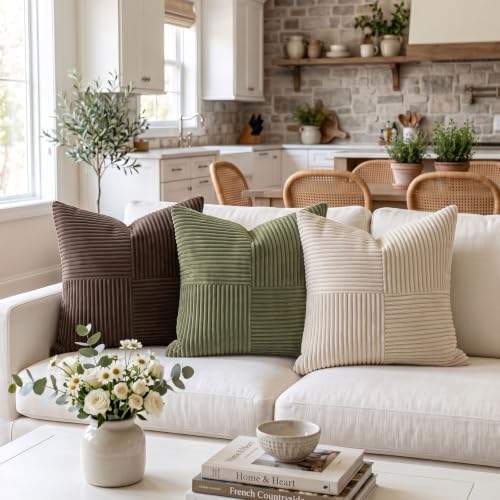 Fancy Homi 2 Packs Olive Green Samll Decorative Throw Pillow Covers 12x12 Inch - Image 2