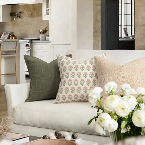Farmhouse Floral Pillow Covers 22x22 Set of 2, Country Botanical Throw Pillow - Image 4