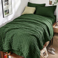 HYMOKEGE Dark Green Twin XLComforter Set Seersucker 5 Pieces, All Season Luxury by HYMOKEGE