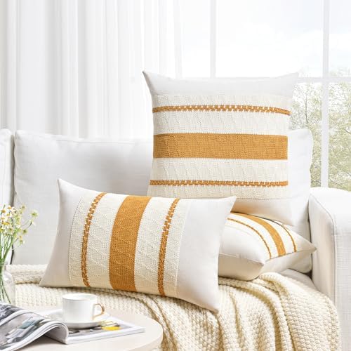 Fancy Homi Set of 1 Mustard Yellow Fall Decorative Throw Pillow Cover 20x20 Inch - Image 6